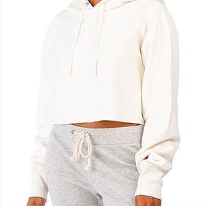 NWT CHAMPION REVERSE WEAVE CROP HOODIE CREAM